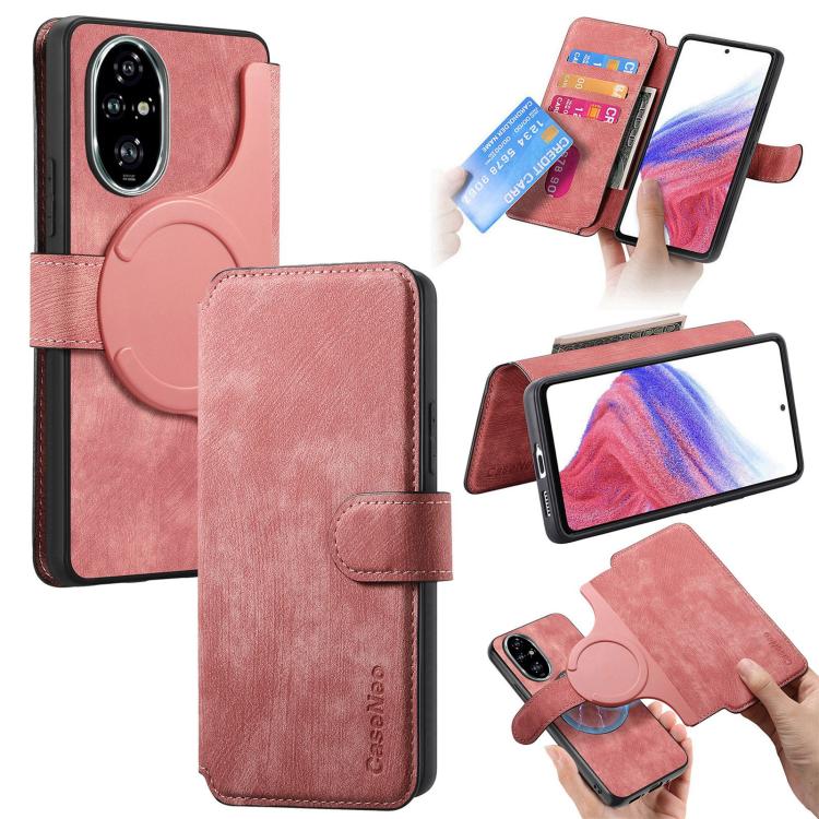 For Honor 200 Pro CaseNeo MagSafe RFID Anti-theft Retro Leather Phone Case(Pink)