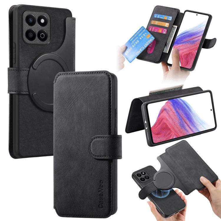 For Honor Play 30M 5G CaseNeo MagSafe RFID Anti-theft Retro Leather Phone Case(Black)