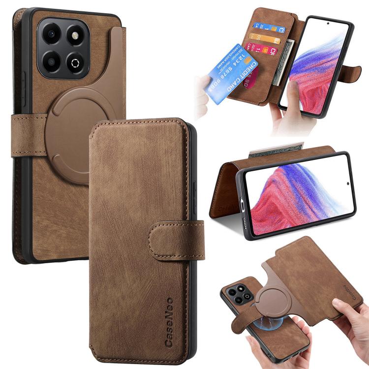 For Honor X6b CaseNeo MagSafe RFID Anti-theft Retro Leather Phone Case(Brown)