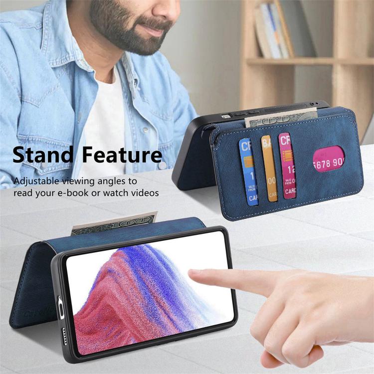 For Honor X6b CaseNeo MagSafe RFID Anti-theft Retro Leather Phone Case(Blue)