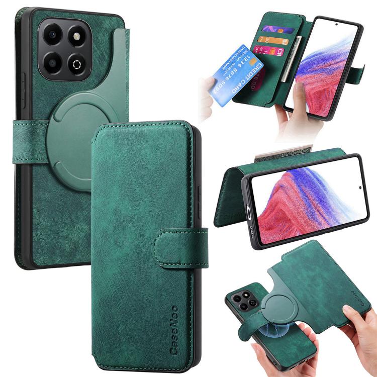 For Honor X6b CaseNeo MagSafe RFID Anti-theft Retro Leather Phone Case(Green)