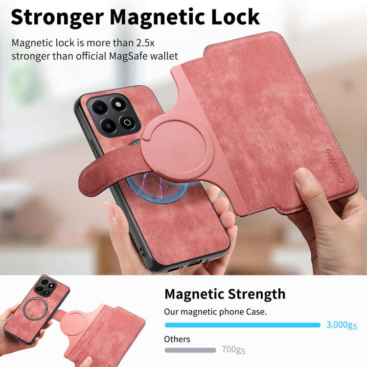 For Honor X6b CaseNeo MagSafe RFID Anti-theft Retro Leather Phone Case(Pink)