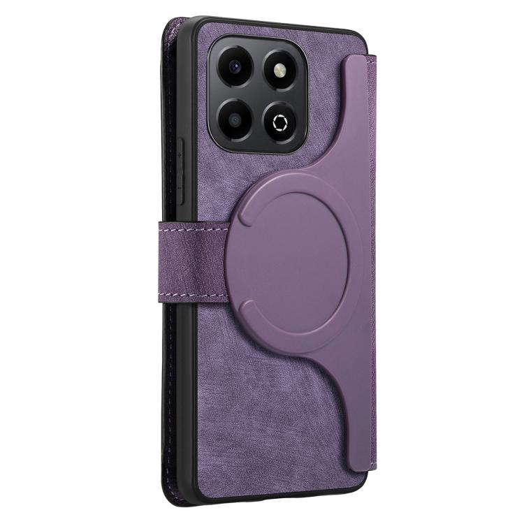 For Honor X6b CaseNeo MagSafe RFID Anti-theft Retro Leather Phone Case(Purple)