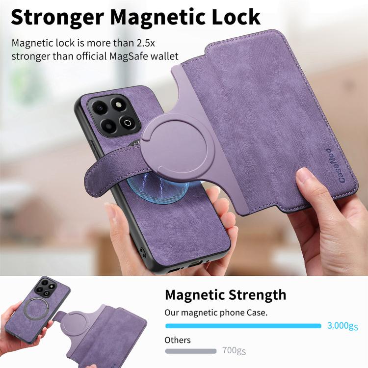 For Honor X6b CaseNeo MagSafe RFID Anti-theft Retro Leather Phone Case(Purple)