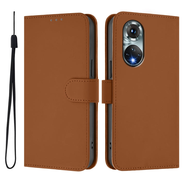 Skin Feel Solid Color Leather Phone Case with Lanyard, For Huawei P50 Pro