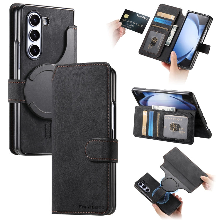For Samsung Galaxy Z Fold6 CaseNeo MagSafe RFID Anti-theft Retro Leather Phone Case(Black)