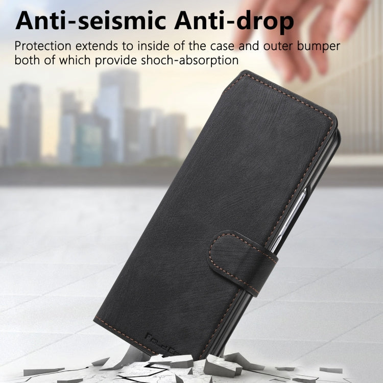 For Samsung Galaxy Z Fold6 CaseNeo MagSafe RFID Anti-theft Retro Leather Phone Case(Black)