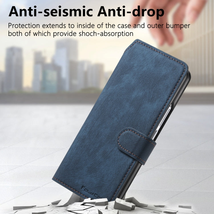 For Samsung Galaxy Z Fold6 CaseNeo MagSafe RFID Anti-theft Retro Leather Phone Case(Blue)