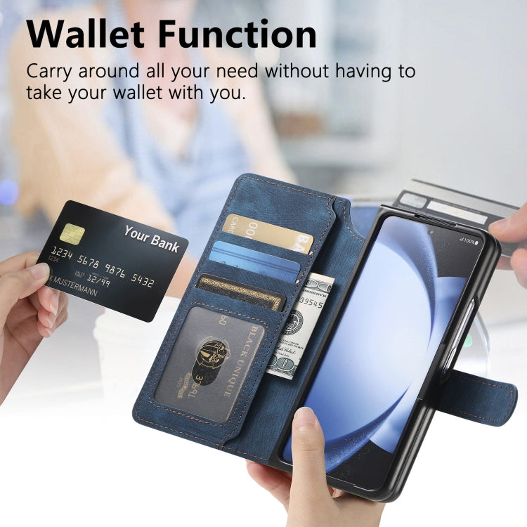For Samsung Galaxy Z Fold6 CaseNeo MagSafe RFID Anti-theft Retro Leather Phone Case(Blue)