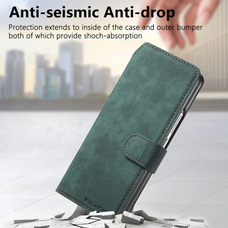 For Samsung Galaxy Z Fold6 CaseNeo MagSafe RFID Anti-theft Retro Leather Phone Case(Green)
