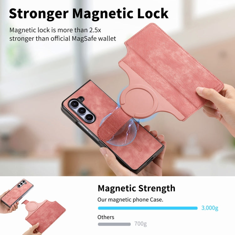 For Samsung Galaxy Z Fold6 CaseNeo MagSafe RFID Anti-theft Retro Leather Phone Case(Pink)