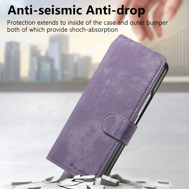 For Samsung Galaxy Z Fold6 CaseNeo MagSafe RFID Anti-theft Retro Leather Phone Case(Purple)