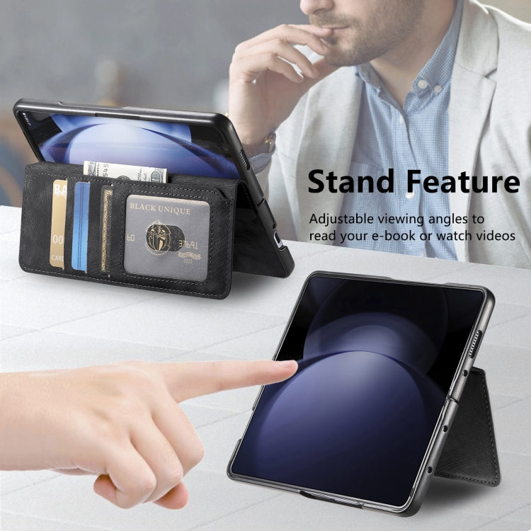 For Samsung Galaxy Z Fold5 CaseNeo MagSafe RFID Anti-theft Retro Leather Phone Case(Black)
