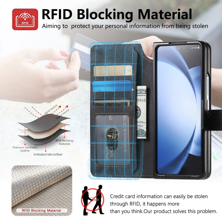 For Samsung Galaxy Z Fold5 CaseNeo MagSafe RFID Anti-theft Retro Leather Phone Case(Black)