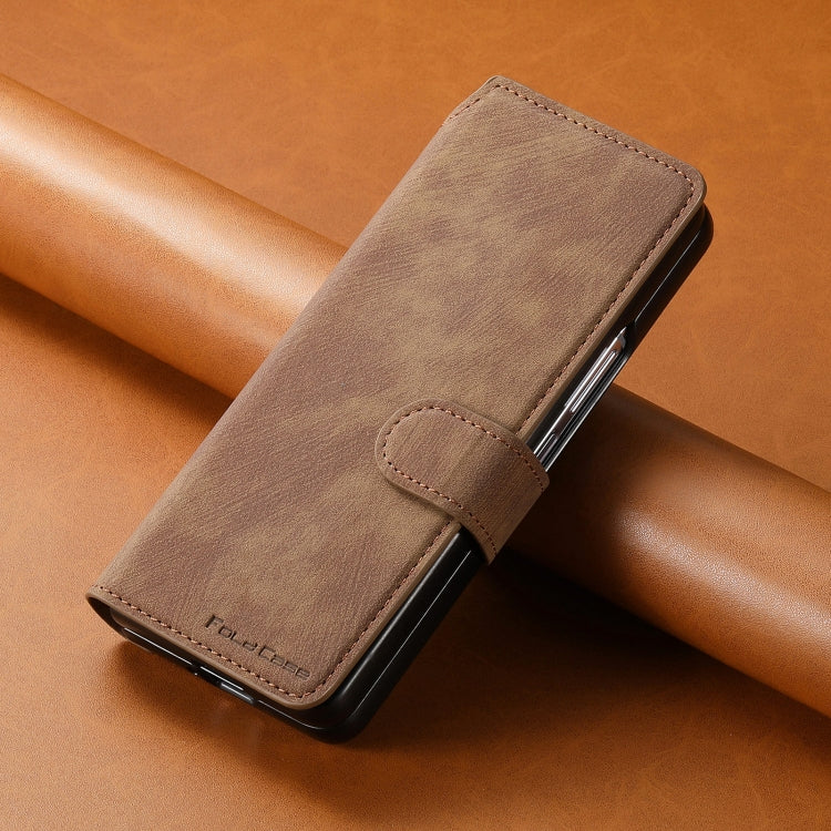 For Samsung Galaxy Z Fold5 CaseNeo MagSafe RFID Anti-theft Retro Leather Phone Case(Brown)