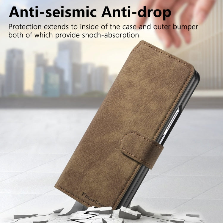 For Samsung Galaxy Z Fold5 CaseNeo MagSafe RFID Anti-theft Retro Leather Phone Case(Brown)