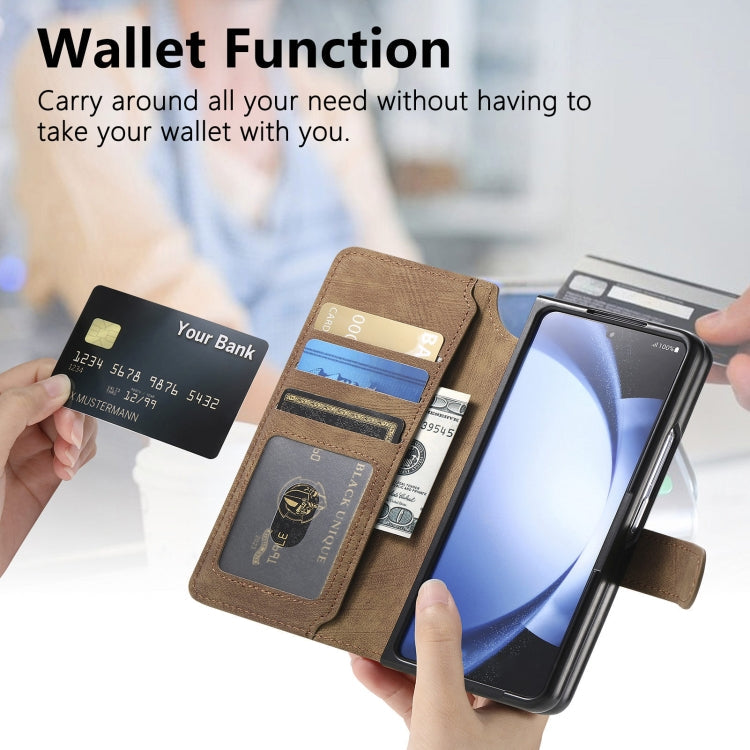 For Samsung Galaxy Z Fold5 CaseNeo MagSafe RFID Anti-theft Retro Leather Phone Case(Brown)
