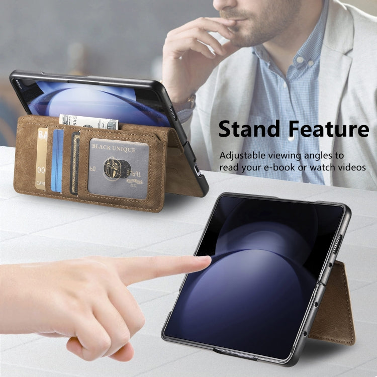 For Samsung Galaxy Z Fold5 CaseNeo MagSafe RFID Anti-theft Retro Leather Phone Case(Brown)