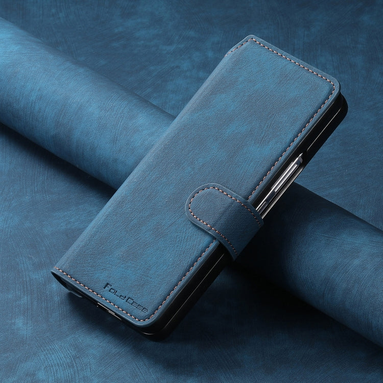 For Samsung Galaxy Z Fold5 CaseNeo MagSafe RFID Anti-theft Retro Leather Phone Case(Blue)