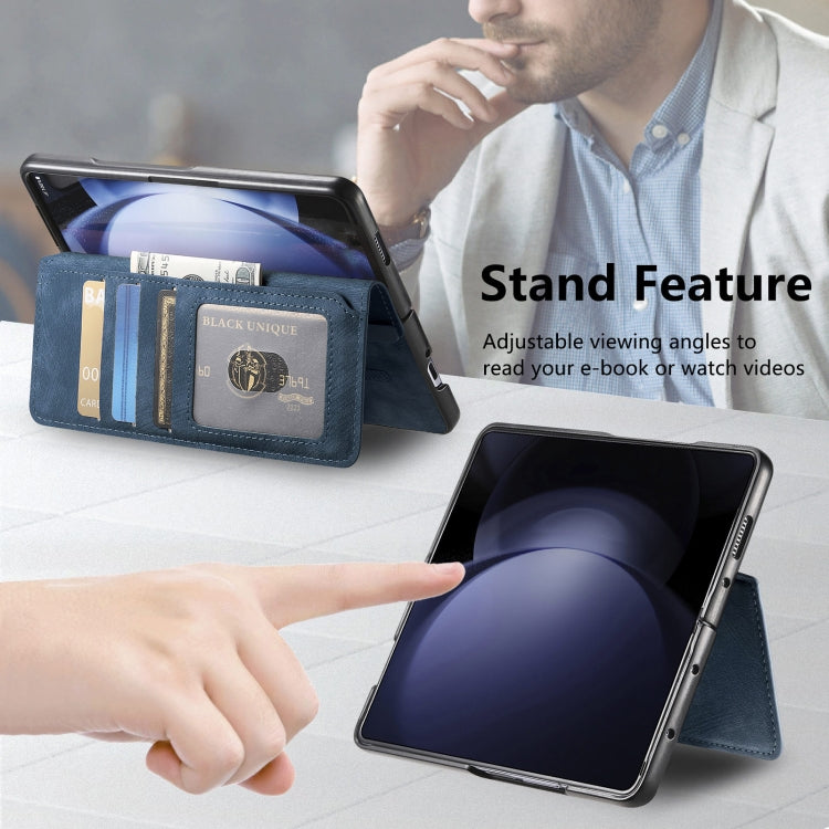 For Samsung Galaxy Z Fold5 CaseNeo MagSafe RFID Anti-theft Retro Leather Phone Case(Blue)