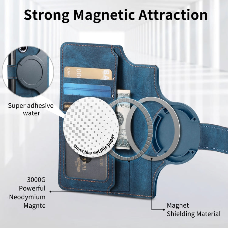For Samsung Galaxy Z Fold5 CaseNeo MagSafe RFID Anti-theft Retro Leather Phone Case(Blue)