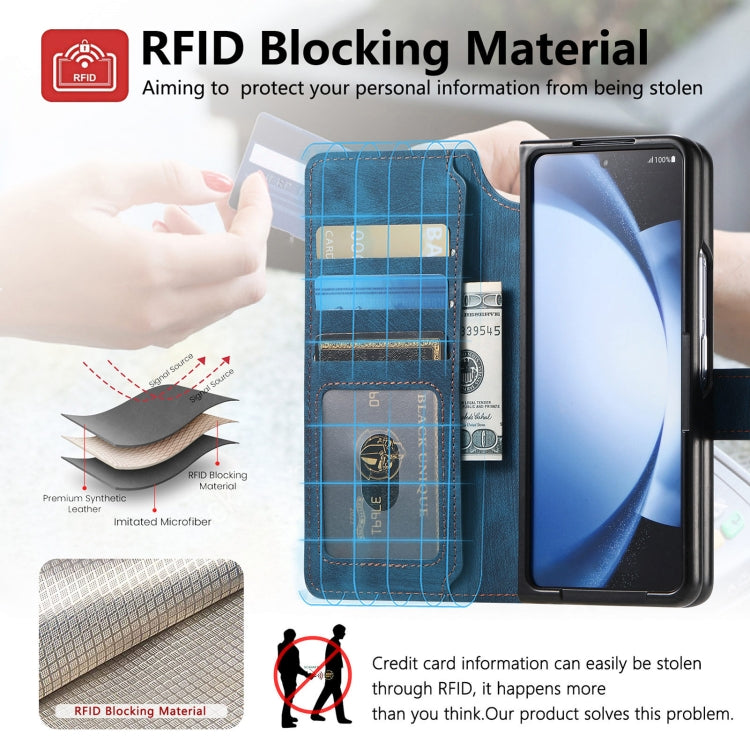For Samsung Galaxy Z Fold5 CaseNeo MagSafe RFID Anti-theft Retro Leather Phone Case(Blue)