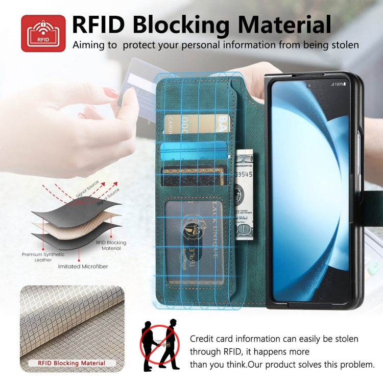 For Samsung Galaxy Z Fold5 CaseNeo MagSafe RFID Anti-theft Retro Leather Phone Case(Green)