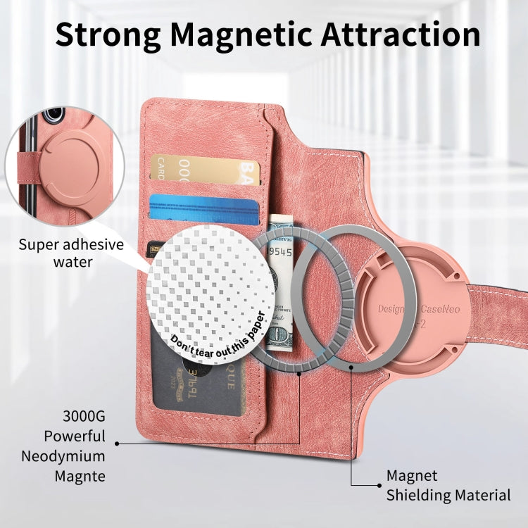For Samsung Galaxy Z Fold5 CaseNeo MagSafe RFID Anti-theft Retro Leather Phone Case(Pink)