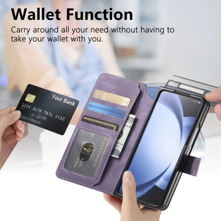 For Samsung Galaxy Z Fold5 CaseNeo MagSafe RFID Anti-theft Retro Leather Phone Case(Purple)