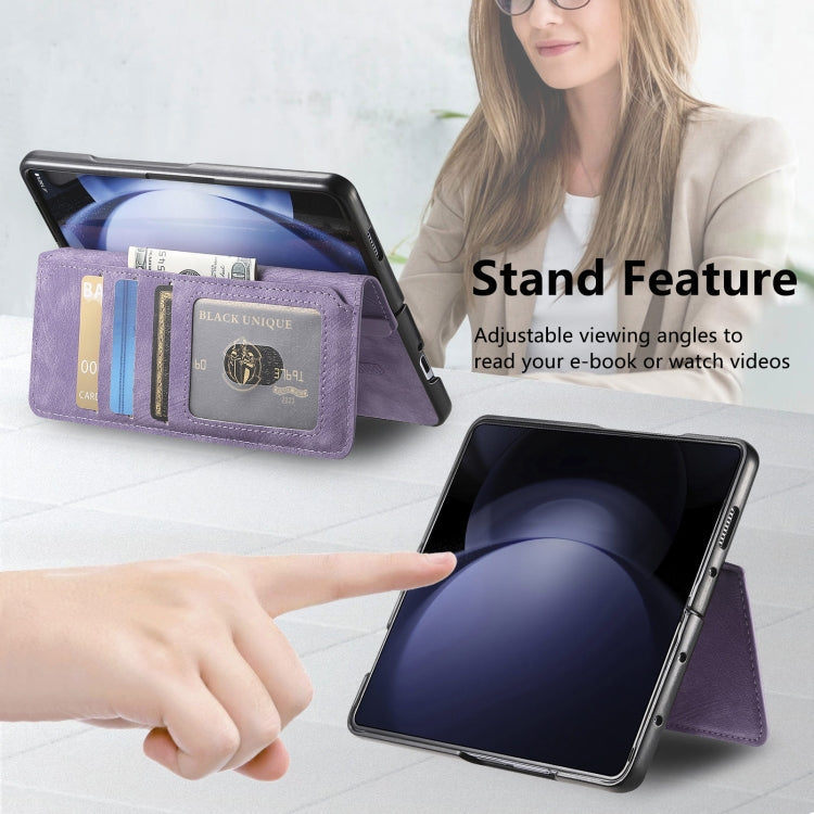For Samsung Galaxy Z Fold5 CaseNeo MagSafe RFID Anti-theft Retro Leather Phone Case(Purple)
