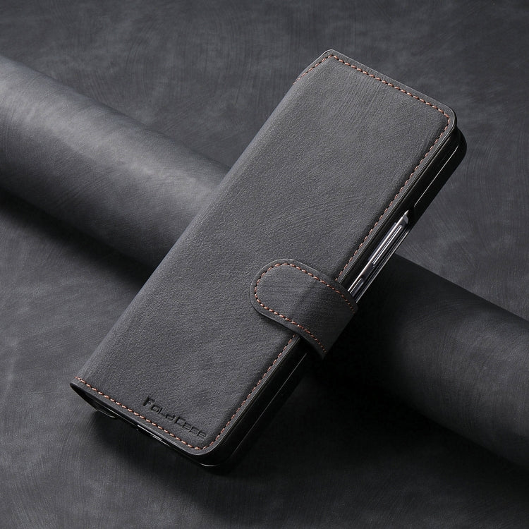 For Samsung Galaxy Z Fold4 CaseNeo MagSafe RFID Anti-theft Retro Leather Phone Case(Black)