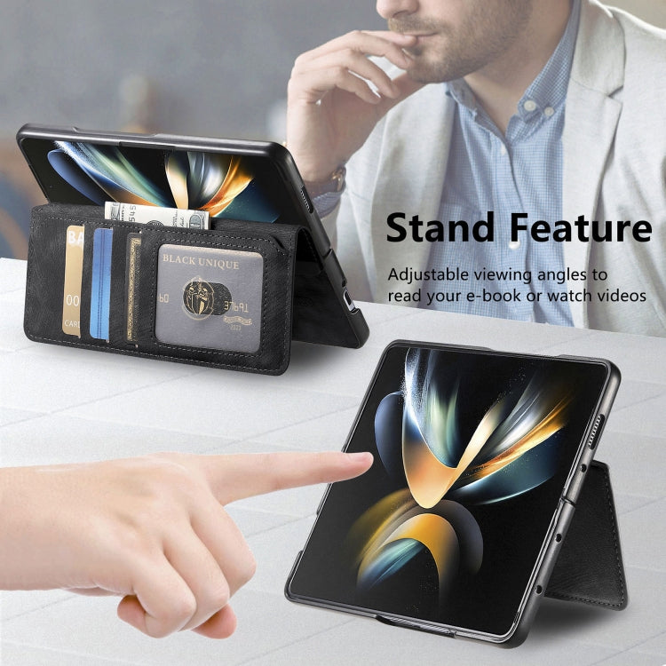 For Samsung Galaxy Z Fold4 CaseNeo MagSafe RFID Anti-theft Retro Leather Phone Case(Black)