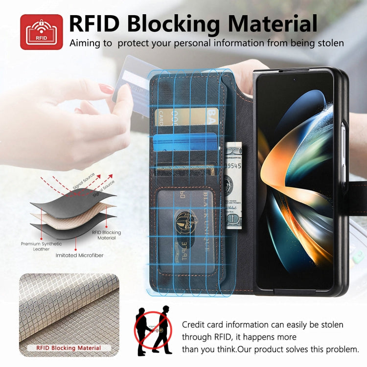 For Samsung Galaxy Z Fold4 CaseNeo MagSafe RFID Anti-theft Retro Leather Phone Case(Black)