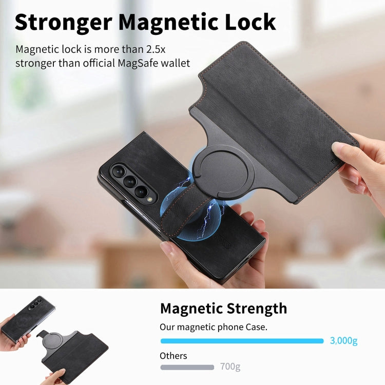 For Samsung Galaxy Z Fold4 CaseNeo MagSafe RFID Anti-theft Retro Leather Phone Case(Black)