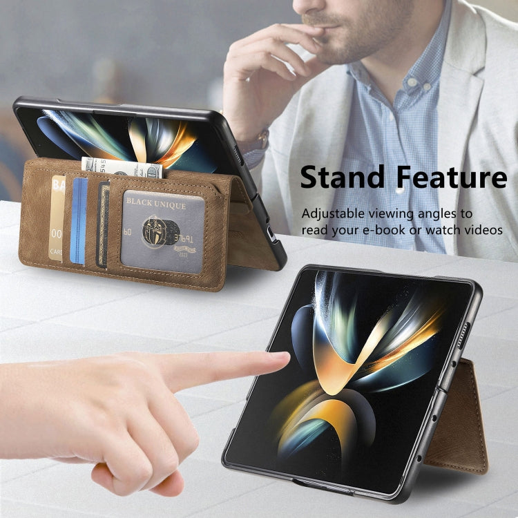 For Samsung Galaxy Z Fold4 CaseNeo MagSafe RFID Anti-theft Retro Leather Phone Case(Brown)