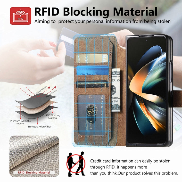 For Samsung Galaxy Z Fold4 CaseNeo MagSafe RFID Anti-theft Retro Leather Phone Case(Brown)