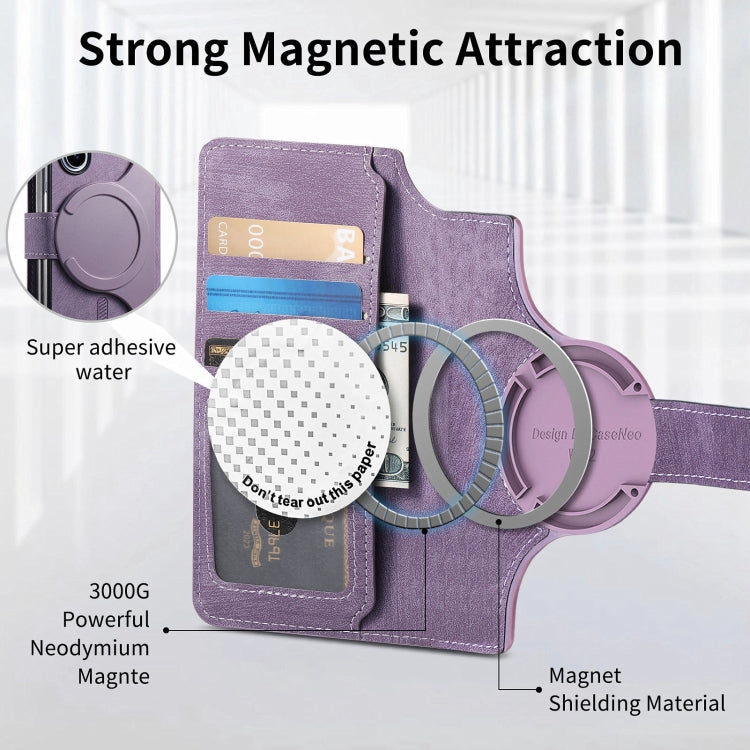 For Samsung Galaxy Z Fold4 CaseNeo MagSafe RFID Anti-theft Retro Leather Phone Case(Purple)