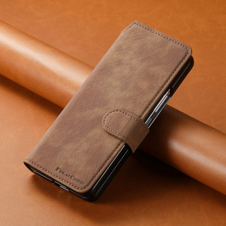 For Samsung Galaxy Z Fold3 CaseNeo MagSafe RFID Anti-theft Retro Leather Phone Case(Brown)