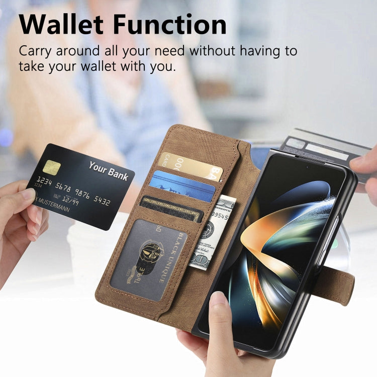 For Samsung Galaxy Z Fold3 CaseNeo MagSafe RFID Anti-theft Retro Leather Phone Case(Brown)