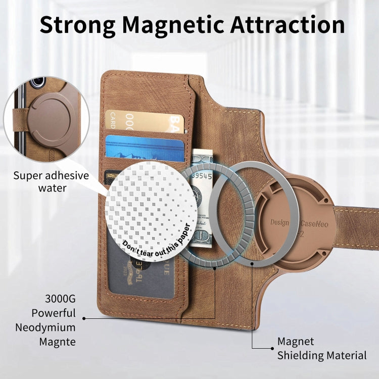 For Samsung Galaxy Z Fold3 CaseNeo MagSafe RFID Anti-theft Retro Leather Phone Case(Brown)