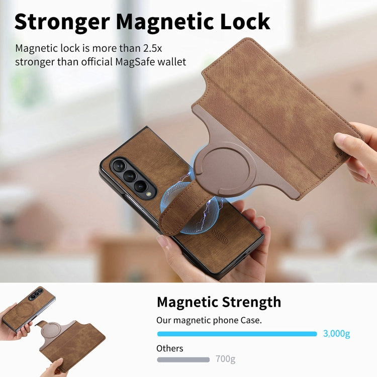 For Samsung Galaxy Z Fold3 CaseNeo MagSafe RFID Anti-theft Retro Leather Phone Case(Brown)