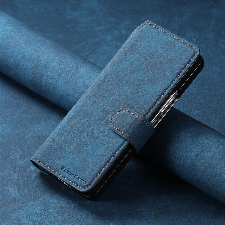 For Samsung Galaxy Z Fold3 CaseNeo MagSafe RFID Anti-theft Retro Leather Phone Case(Blue)