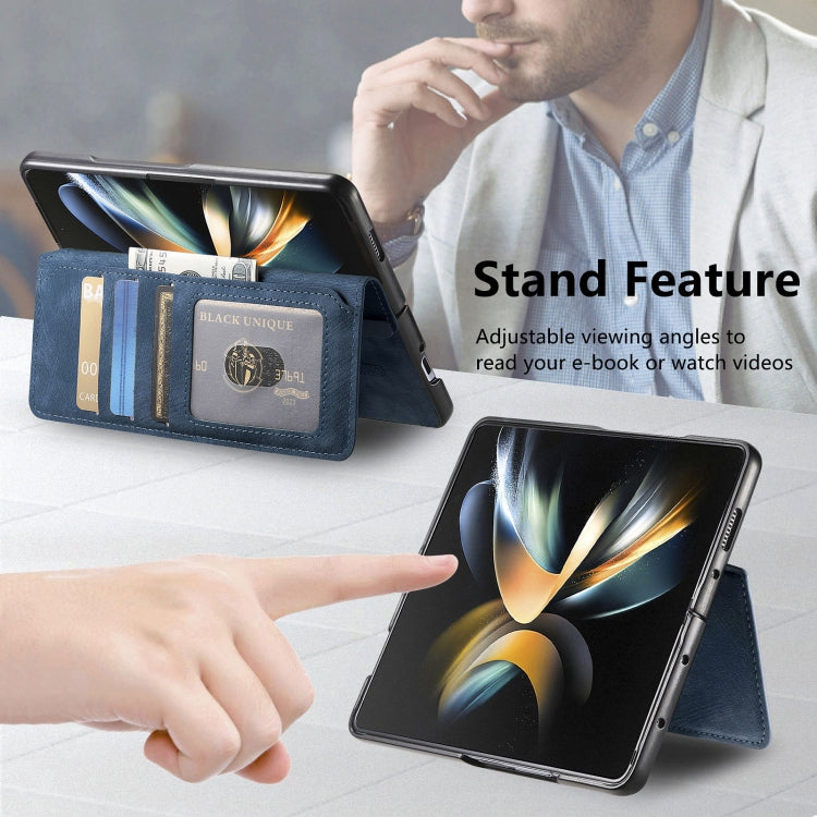 For Samsung Galaxy Z Fold3 CaseNeo MagSafe RFID Anti-theft Retro Leather Phone Case(Blue)