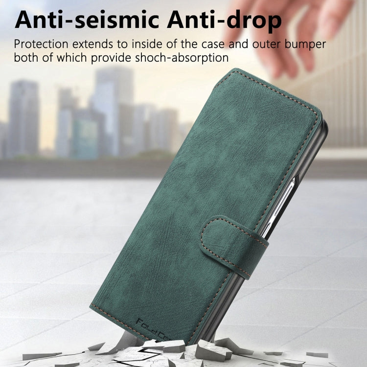 For Samsung Galaxy Z Fold3 CaseNeo MagSafe RFID Anti-theft Retro Leather Phone Case(Green)