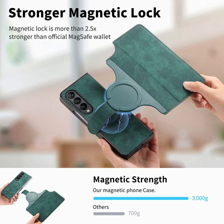 For Samsung Galaxy Z Fold3 CaseNeo MagSafe RFID Anti-theft Retro Leather Phone Case(Green)