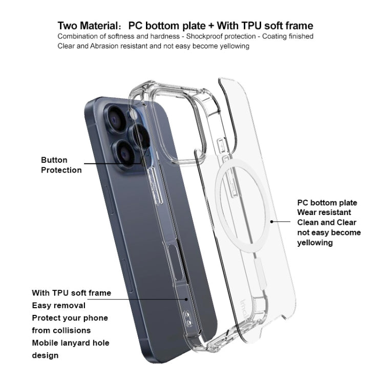 For iPhone 16 Pro Max IMAK Space Shield PC + TPU Airbag Shockproof MagSafe Phone Case(Transparent)