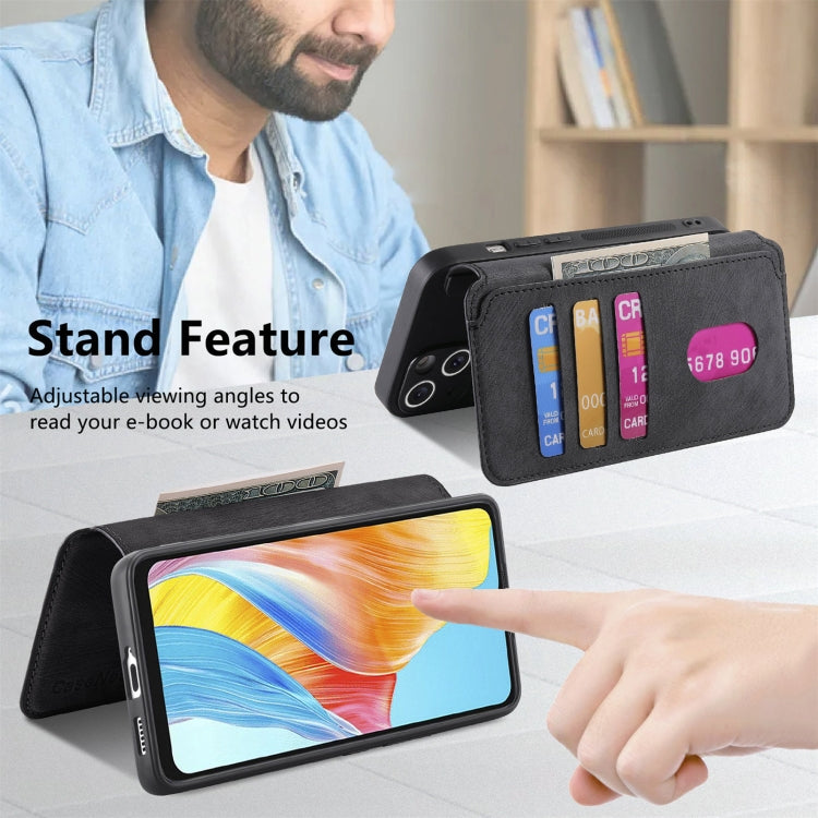 For OPPO A38 4G / A18 4G CaseNeo MagSafe RFID Anti-theft Retro Leather Phone Case(Black)
