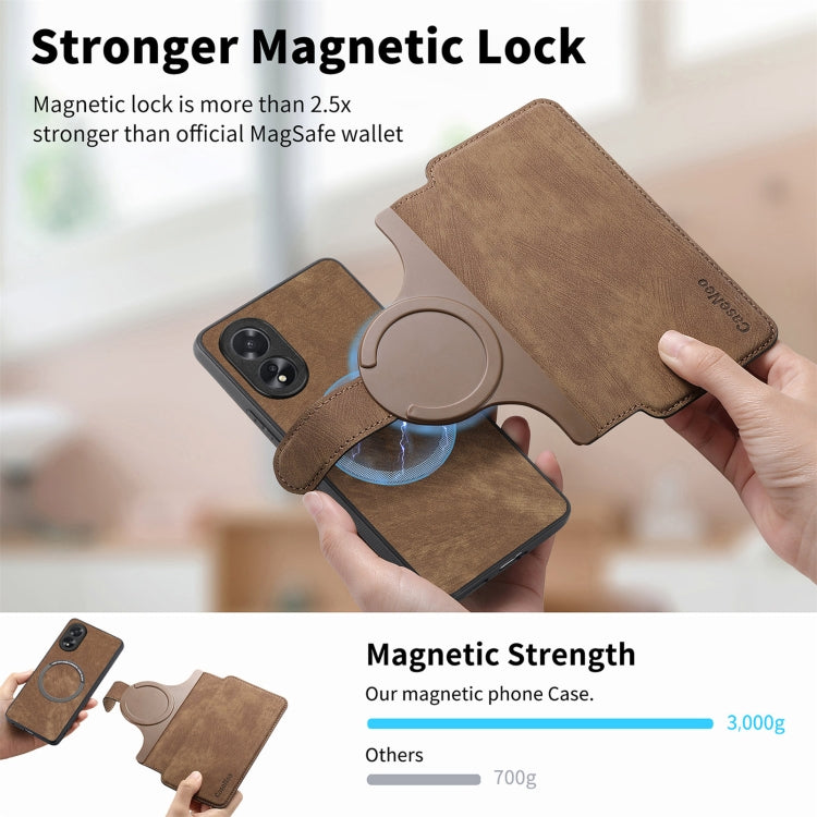 For OPPO A38 4G / A18 4G CaseNeo MagSafe RFID Anti-theft Retro Leather Phone Case(Brown)