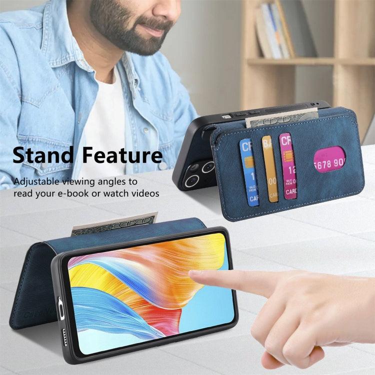 For OPPO A38 4G / A18 4G CaseNeo MagSafe RFID Anti-theft Retro Leather Phone Case(Blue)