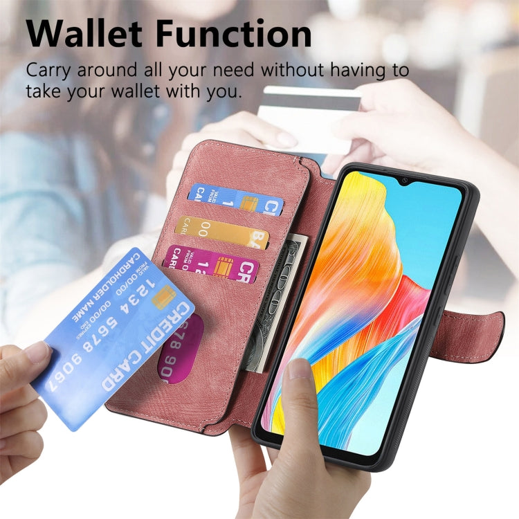 For OPPO A38 4G / A18 4G CaseNeo MagSafe RFID Anti-theft Retro Leather Phone Case(Pink)